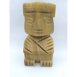 Bookend one piece Onyx (Agate)? Carved Shape Inca Mayan  7" Tall READ
